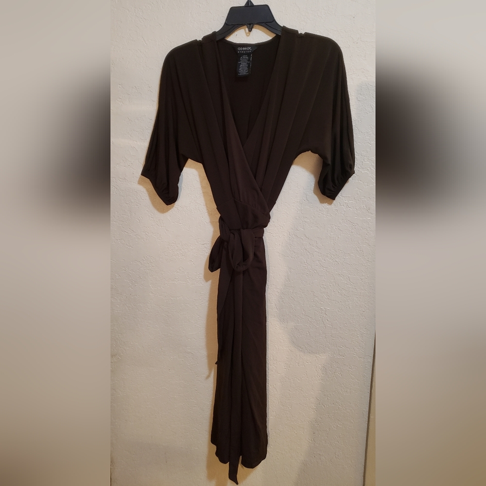 Chocolate brown easy to wear wrap around dress